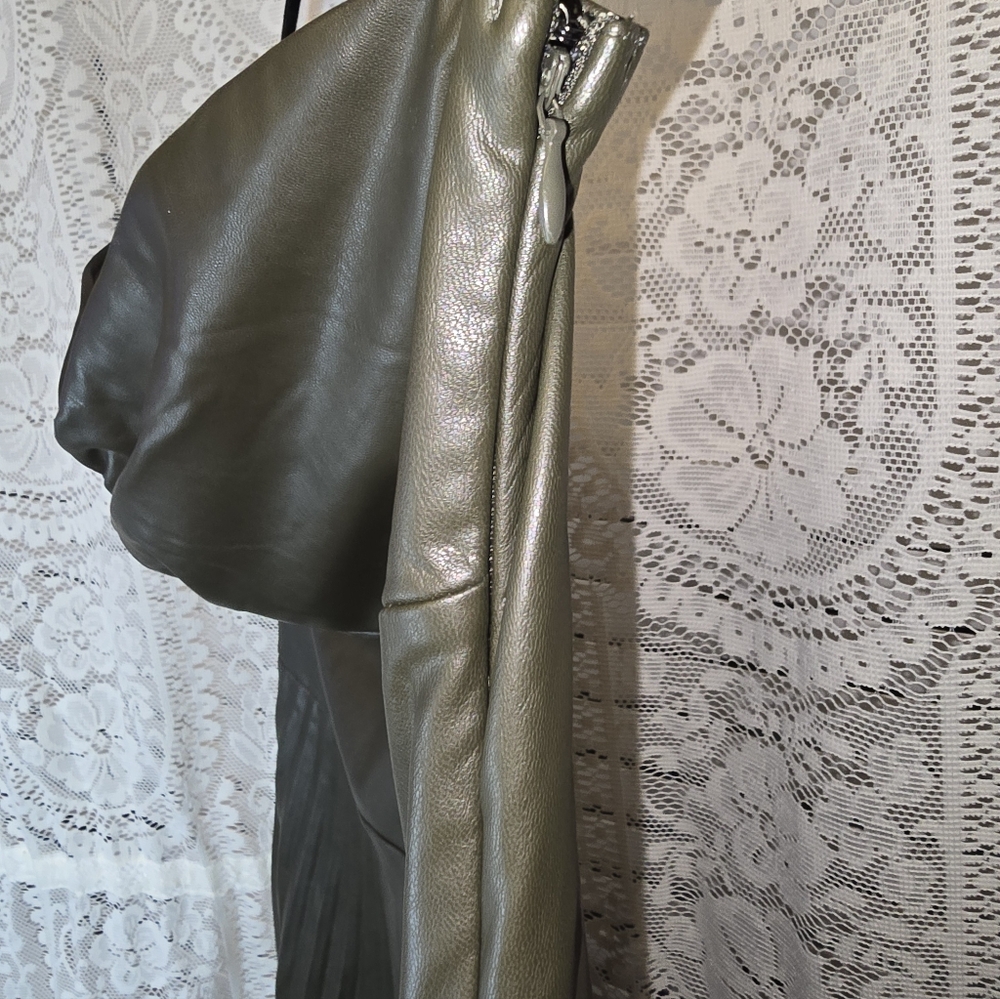 Scoop, Green, Strapless, Pleated Midi Dress, Leather Look Womens XL - Picture 4 of 11